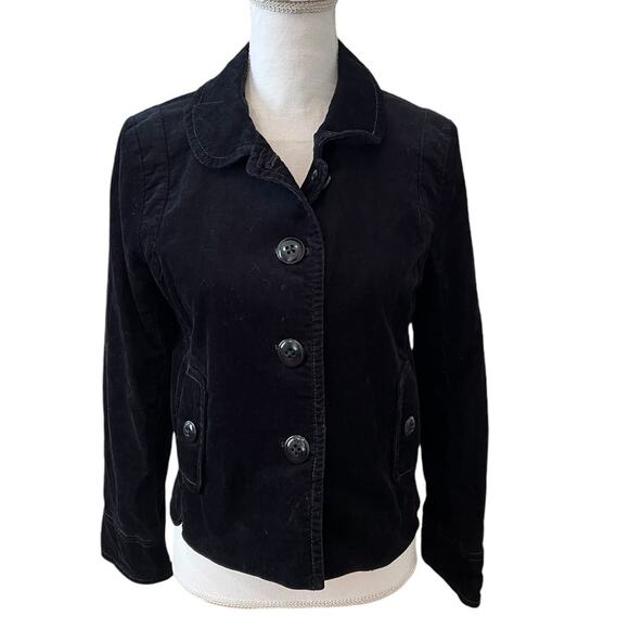 J Crew Black Stretch Corduroy Blazer Peter Pan Collar - Picture 1 of 7